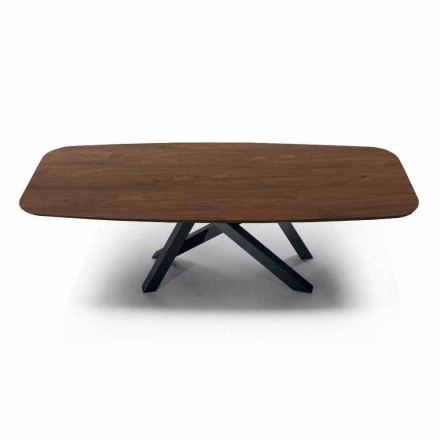 Barrel Dining Table with Veneered Top Made in Italy - Settimmio Viadurini