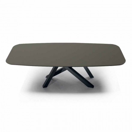 Barrel Dining Table in Fenix and Luxury Made in Italy Steel - Settimmio Viadurini