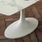 Barrel Dining Table in Laminam and Synthetic Marble Made in Italy - Brontolo Viadurini