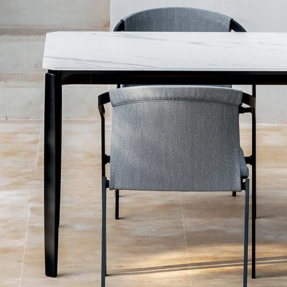 Extendable Outdoor Dining Table 318 cm in Aluminum and Stoneware - Filomena Viadurini