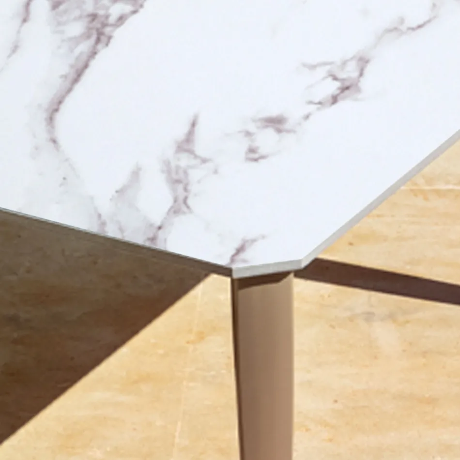 Extendable Outdoor Dining Table 318 cm in Aluminum and Stoneware - Filomena Viadurini