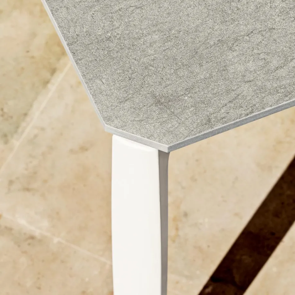 Extendable Outdoor Dining Table 318 cm in Aluminum and Stoneware - Filomena Viadurini