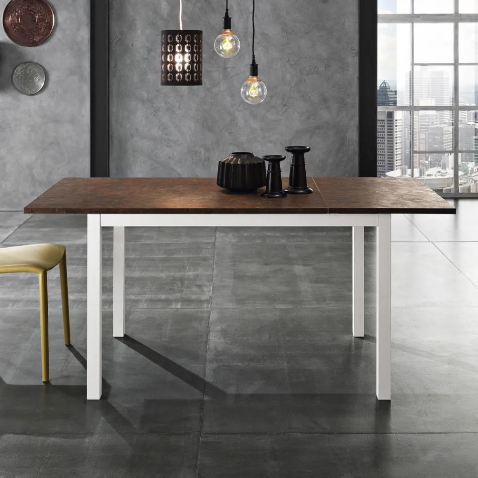 Metal Dining Table Extendable to 180 cm Made in Italy - Beatrise Viadurini
