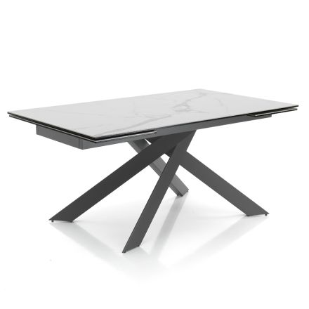 Extendable Dining Table to 240 cm in Ceramic and Steel - Relief Viadurini