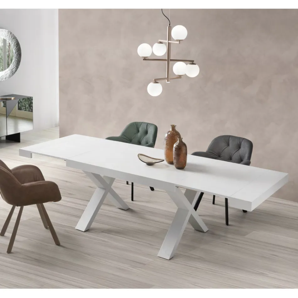 Dining Table Extendable to 260 cm Wood Effect Made in Italy - Lenova Viadurini