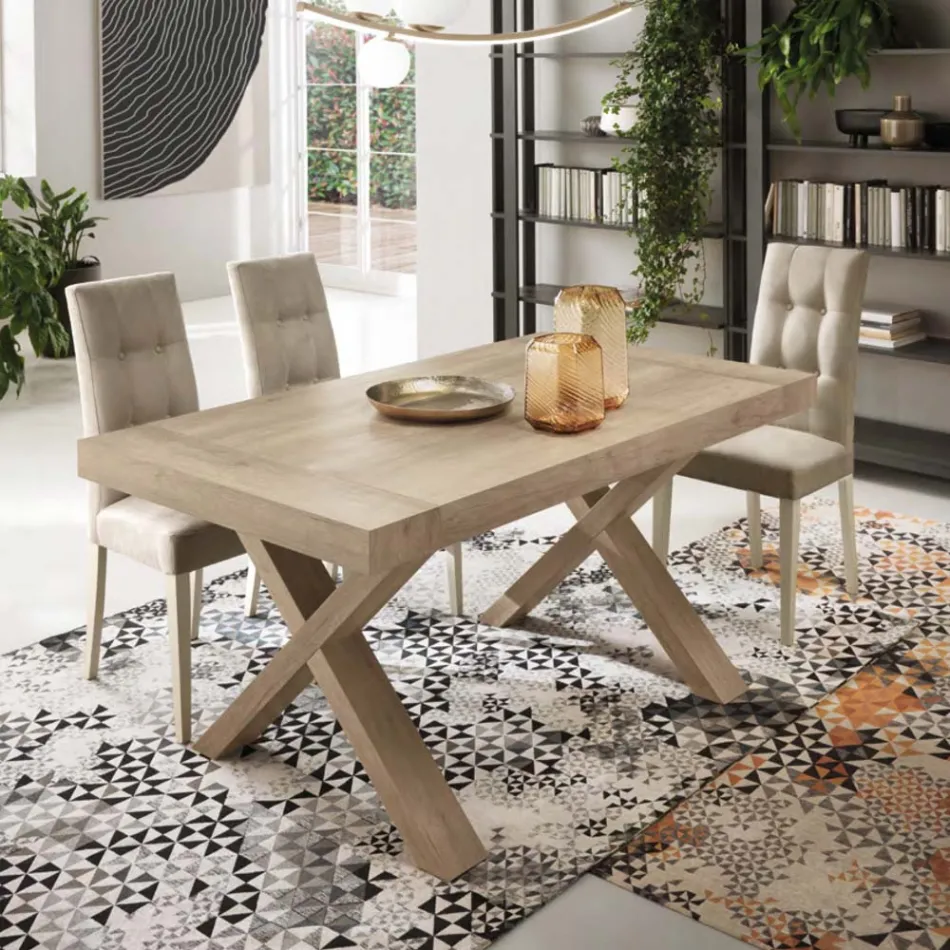 Dining Table Extendable to 260 cm Wood Effect Made in Italy - Lenova Viadurini