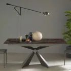 Extendable Dining Table to 298 cm in Metal and Ceramic Top - Anaconda Viadurini