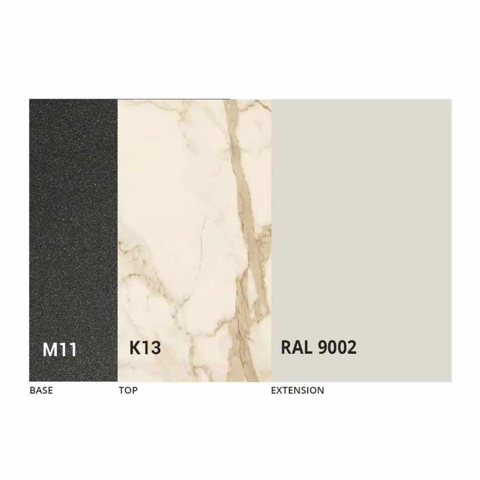 Extendable Dining Table to 298 cm in Metal and Ceramic Top - Anaconda Viadurini