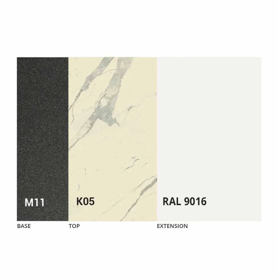 Extendable Dining Table to 298 cm in Metal and Ceramic Top - Anaconda Viadurini