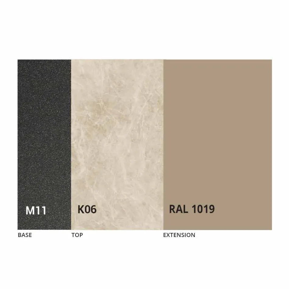 Extendable Dining Table to 298 cm in Metal and Ceramic Top - Anaconda Viadurini