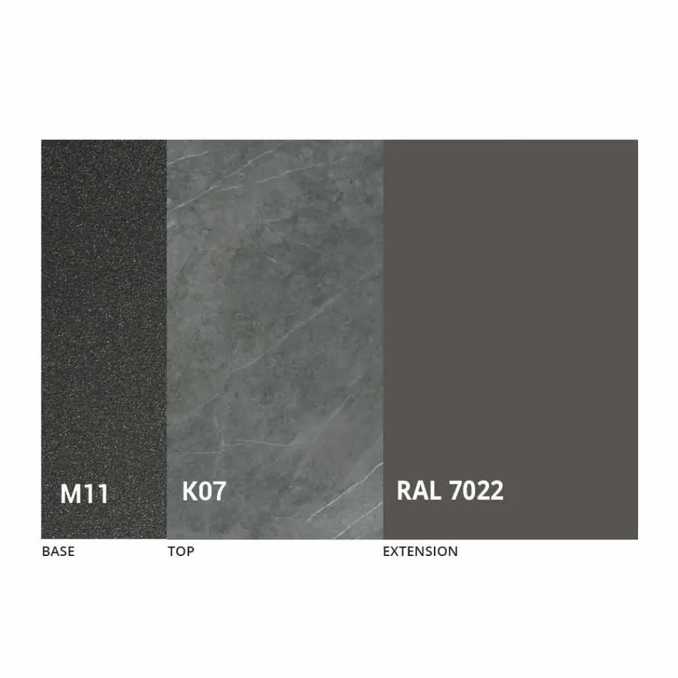 Extendable Dining Table to 298 cm in Metal and Ceramic Top - Anaconda Viadurini