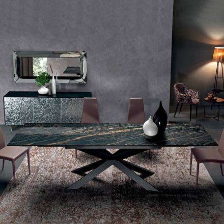 Extendable Dining Table to 300 cm in Made in Italy Hypermarble - Grotta Viadurini