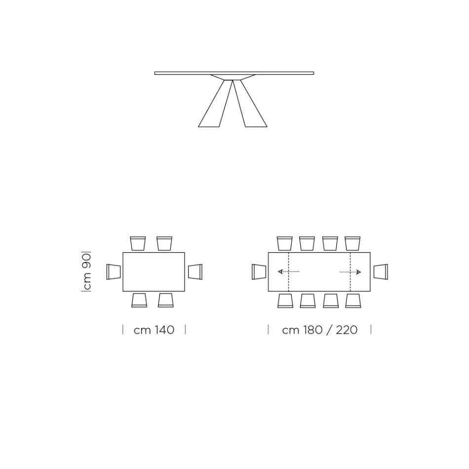 Extendable Dining Table to 300 cm in HPL Laminate Made in Italy - Dalmata Viadurini
