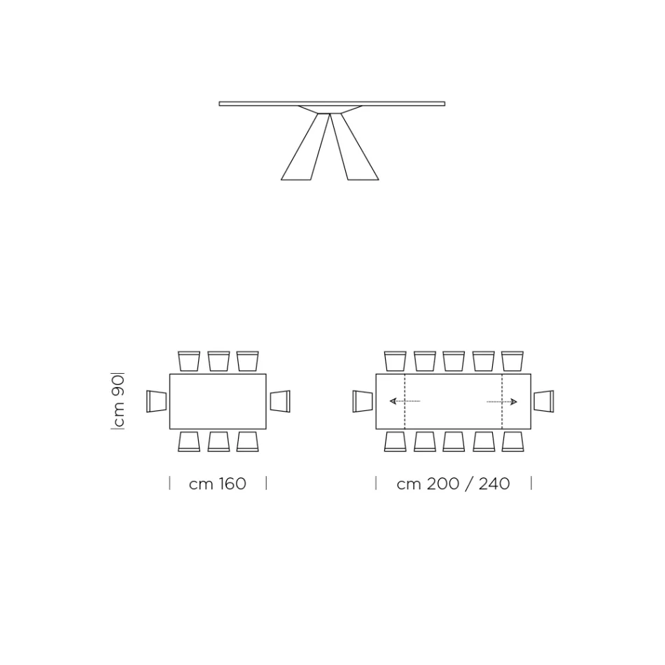 Extendable Dining Table to 300 cm in HPL Laminate Made in Italy - Dalmata Viadurini