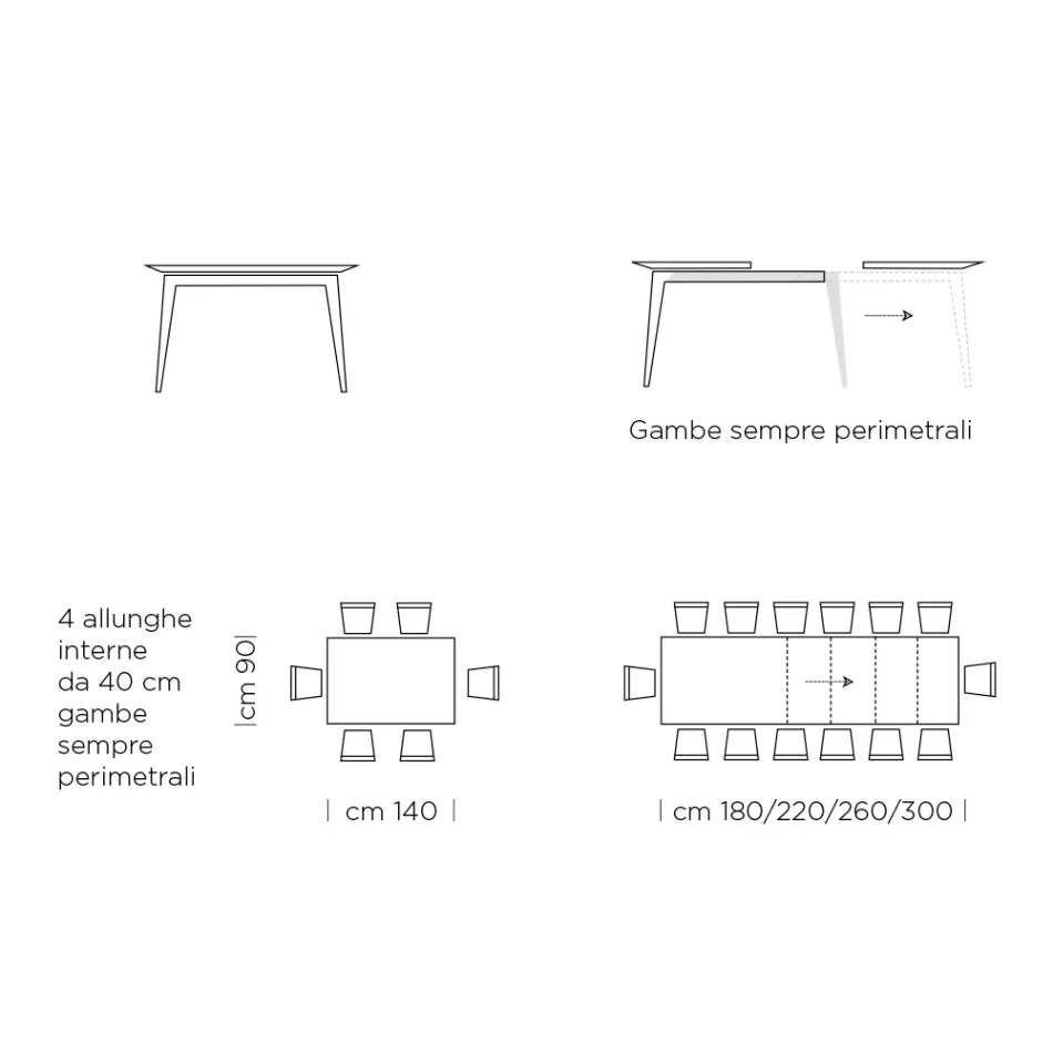 Dining Table Extendable to 325 cm in Laminate Made in Italy - Settanta Viadurini