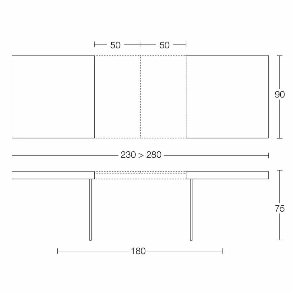 Extendable Dining Table Up to 280 cm in Wood and Glass Made in Italy - Focus Viadurini