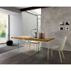 Extendable Dining Table Up to 280 cm in Wood and Glass Made in Italy - Focus Viadurini