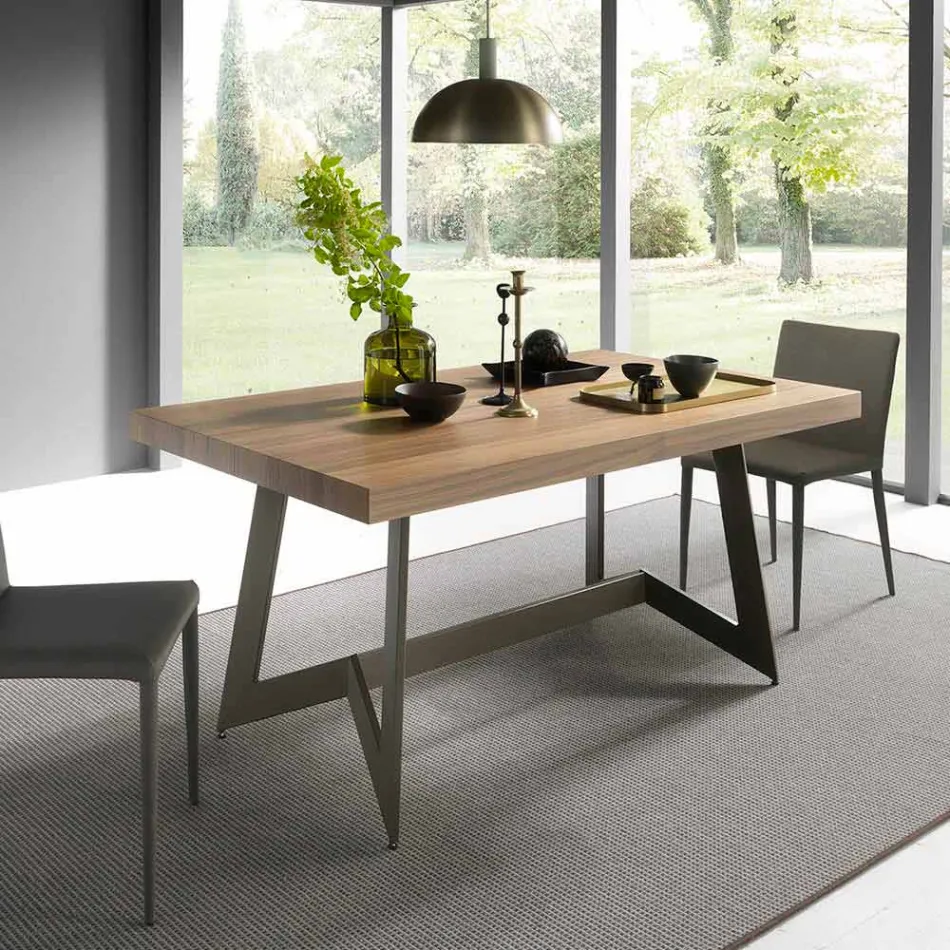 Extendable Dining Table Up to 160 cm in Wood Made in Italy - Eugenia Viadurini