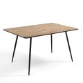 Extendable Dining Table Up to 160 cm in Mdf and Black Metal - Crumiro