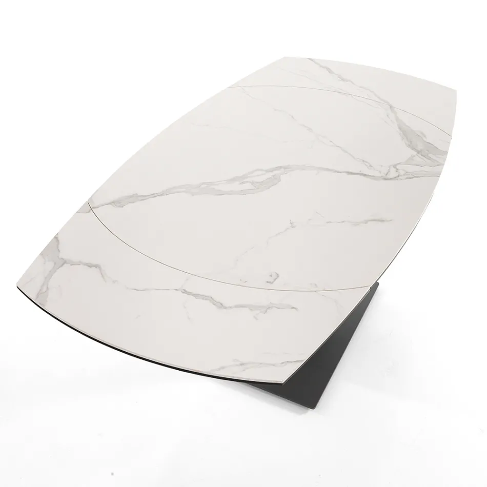 Extendable Dining Table Up to 180 cm in Ceramic and Steel - Catone Viadurini