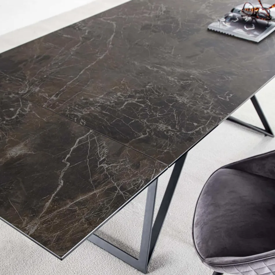 Extendable Dining Table Up to 240 cm in Ceramic Glass and Steel - Bortolo Viadurini
