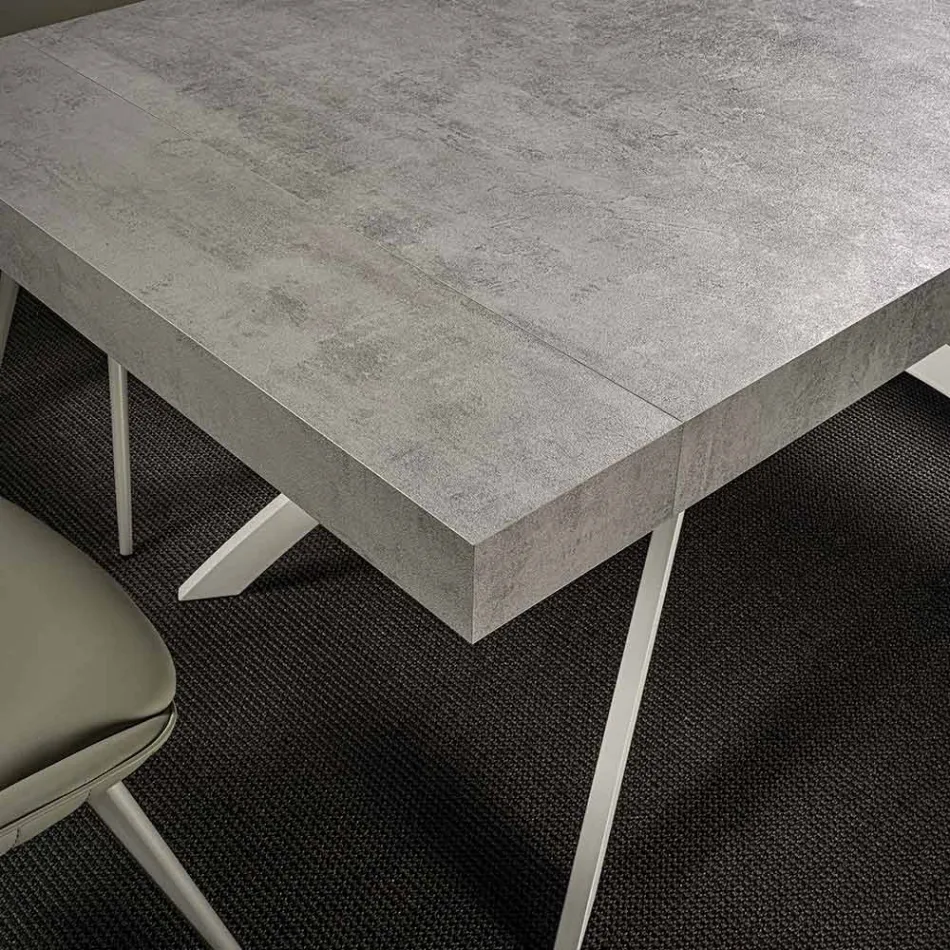 Extendable Dining Table Up to 260 cm in Melamine Wood and Metal - Lukas Viadurini