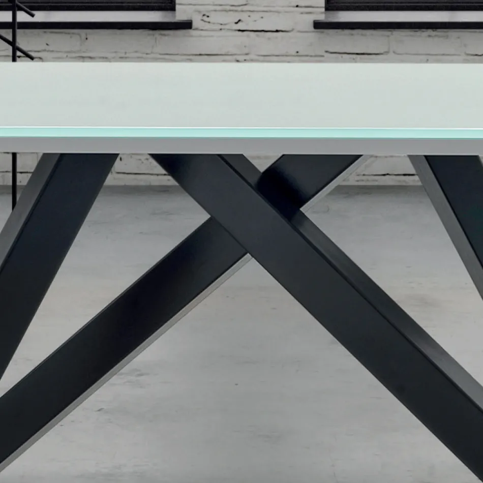 Extendable Glass Dining Table up to 300 cm Made in Italy - Settimmio Viadurini