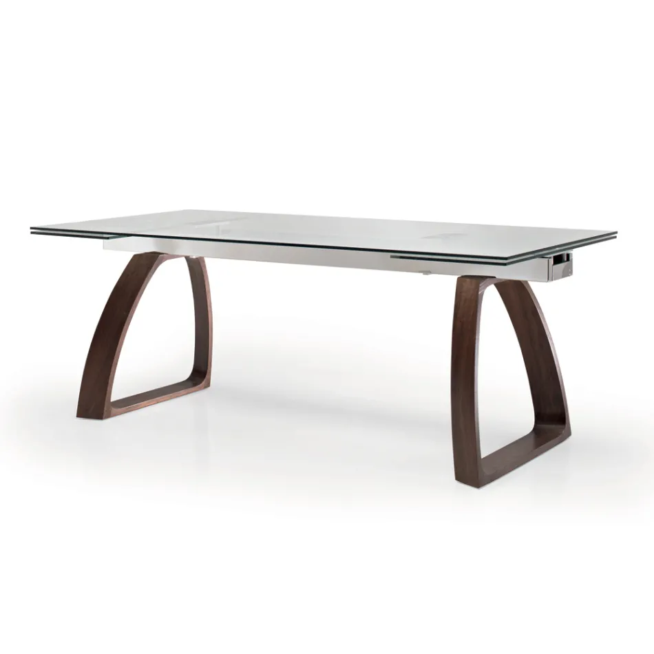 Extendable Dining Table Up to 280 cm in Glass Made in Italy - Antimo Viadurini