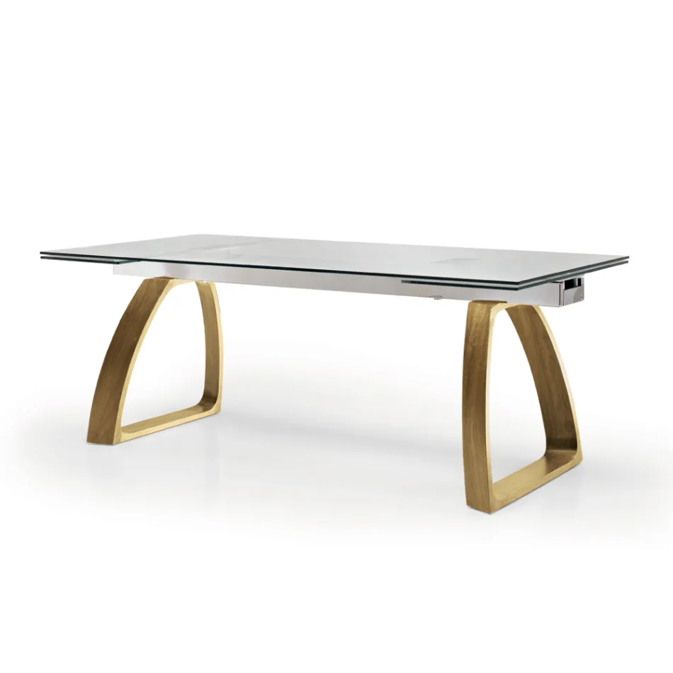 Extendable Dining Table Up to 280 cm in Glass Made in Italy - Antimo Viadurini
