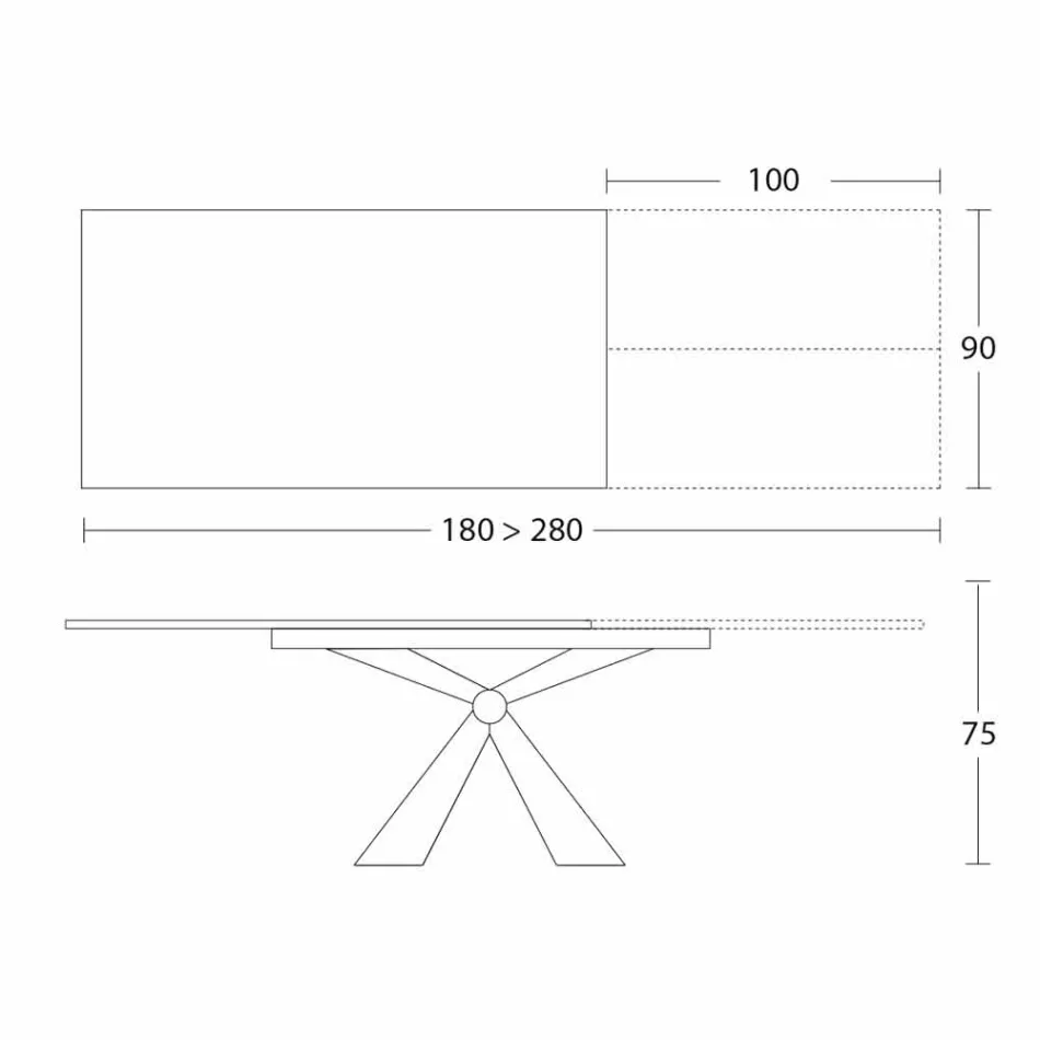 Extendable Dining Table Up to 298 cm in Ceramic Made in Italy - Anaconda Viadurini