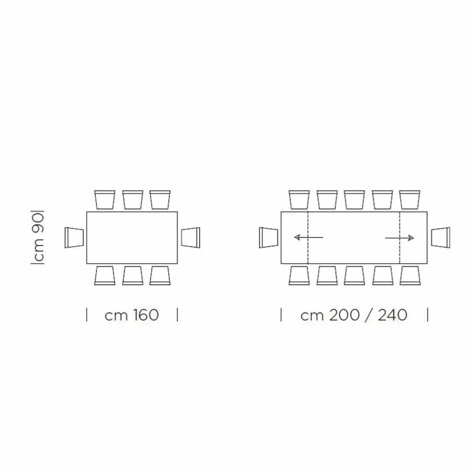 Extendable Dining Table Up to 300 cm in Laminate Made in Italy - Grotta Viadurini