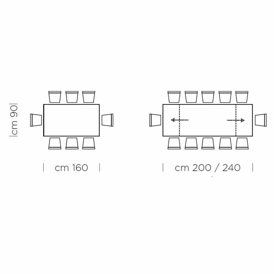 Extendable Dining Table Up to 300 cm in Laminate Made in Italy - Settimmio Viadurini
