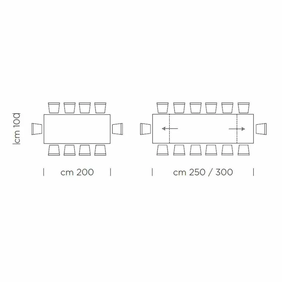 Extendable Dining Table Up to 300 cm in Laminate Made in Italy - Settimmio Viadurini