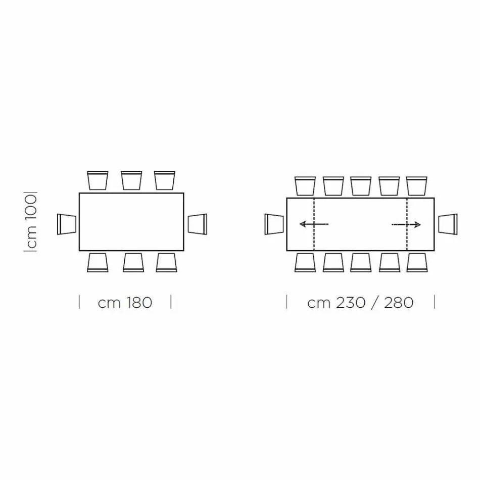Extendable Dining Table Up to 300 cm in Laminate Made in Italy - Settimmio Viadurini
