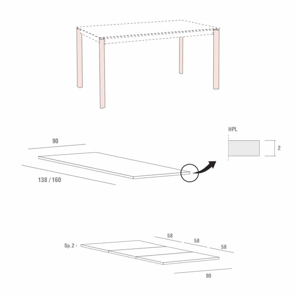 Extendable Dining Table Up to 334 cm Wood Effect Made in Italy - Maltese Viadurini