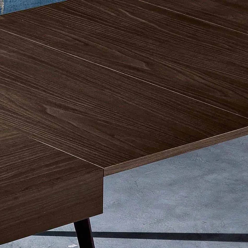 Extendable dining table in melamine wood made in Italy, Oky Viadurini