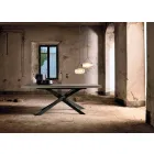 Extendable oak wood dining table L315cm made Italy Oncino Viadurini