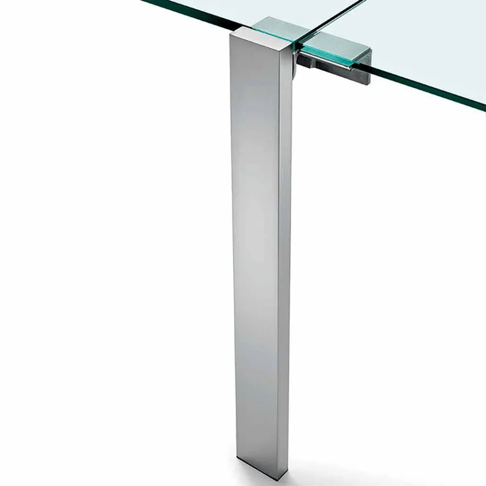 Extendable Dining Table in Extralight Glass and Metal Made in Italy - Sopot Viadurini