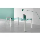 Extendable Dining Table in Extralight Glass and Metal Made in Italy - Sopot Viadurini