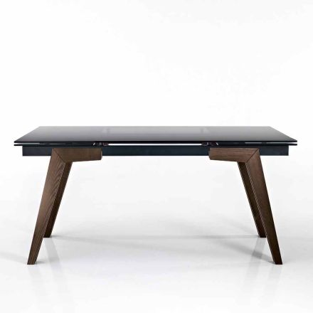 Dimitri extensible smoked glass dining table made in Italy Viadurini