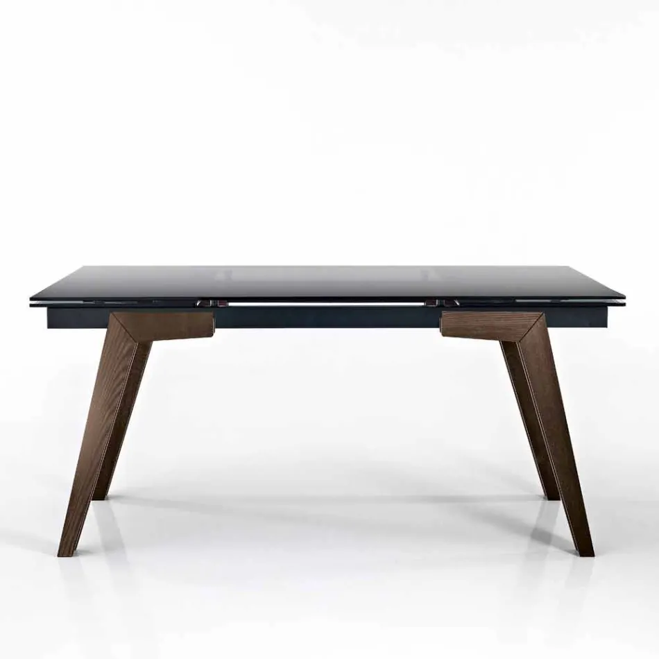 Dimitri extensible smoked glass dining table made in Italy Viadurini