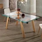 Extendable modern glass dining table made in Italy, Azad Viadurini