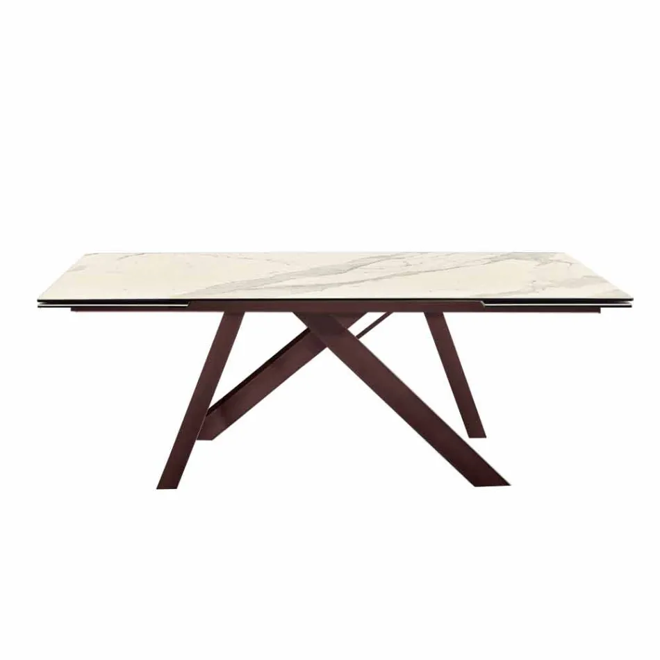 Extendable dining table in glass-ceramic made in Italy, Wilmer Viadurini