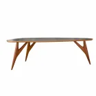 Handcrafted Dining Table in Hpl and Solid Mahogany Made in Italy - Oak Viadurini