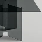 Dining Table with Base and Rectangular Glass Top Made in Italy - Thommy Viadurini