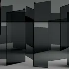 Dining Table with Base and Rectangular Glass Top Made in Italy - Thommy Viadurini