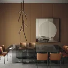 Dining Table with Base and Rectangular Glass Top Made in Italy - Thommy Viadurini