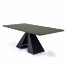 Dining Table with Fenix Top and Steel Base Made in Italy - Dalmata Viadurini
