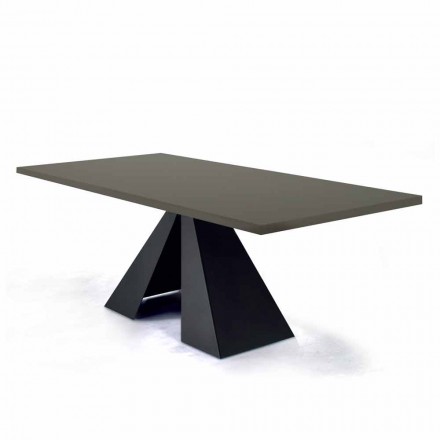 Dining Table with Fenix Top and Steel Base Made in Italy - Dalmata Viadurini