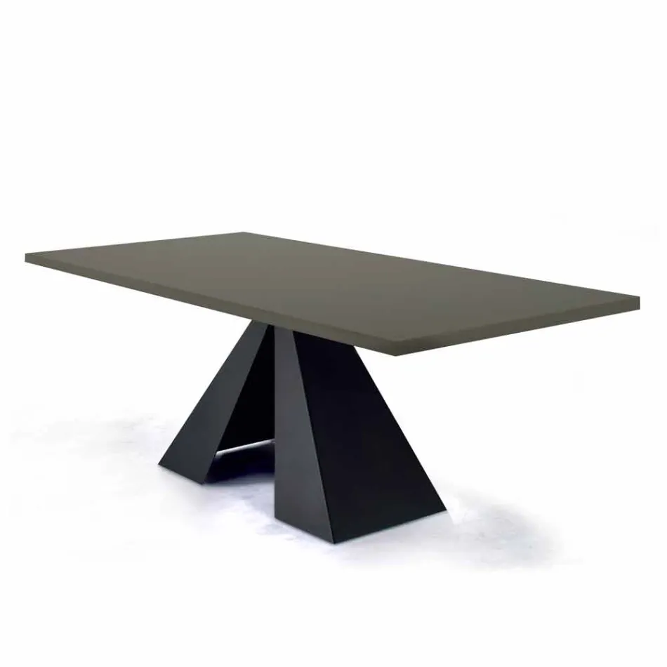 Dining Table with Fenix Top and Steel Base Made in Italy - Dalmata Viadurini
